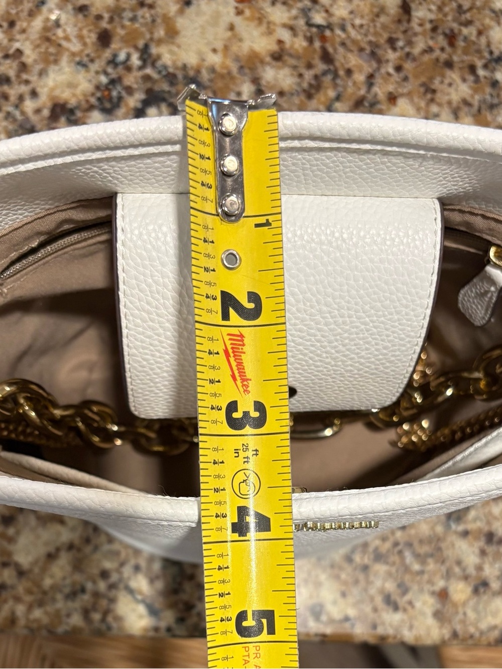 White Gold Chain-Handle Bucket Bag - Picture 7 of 10
